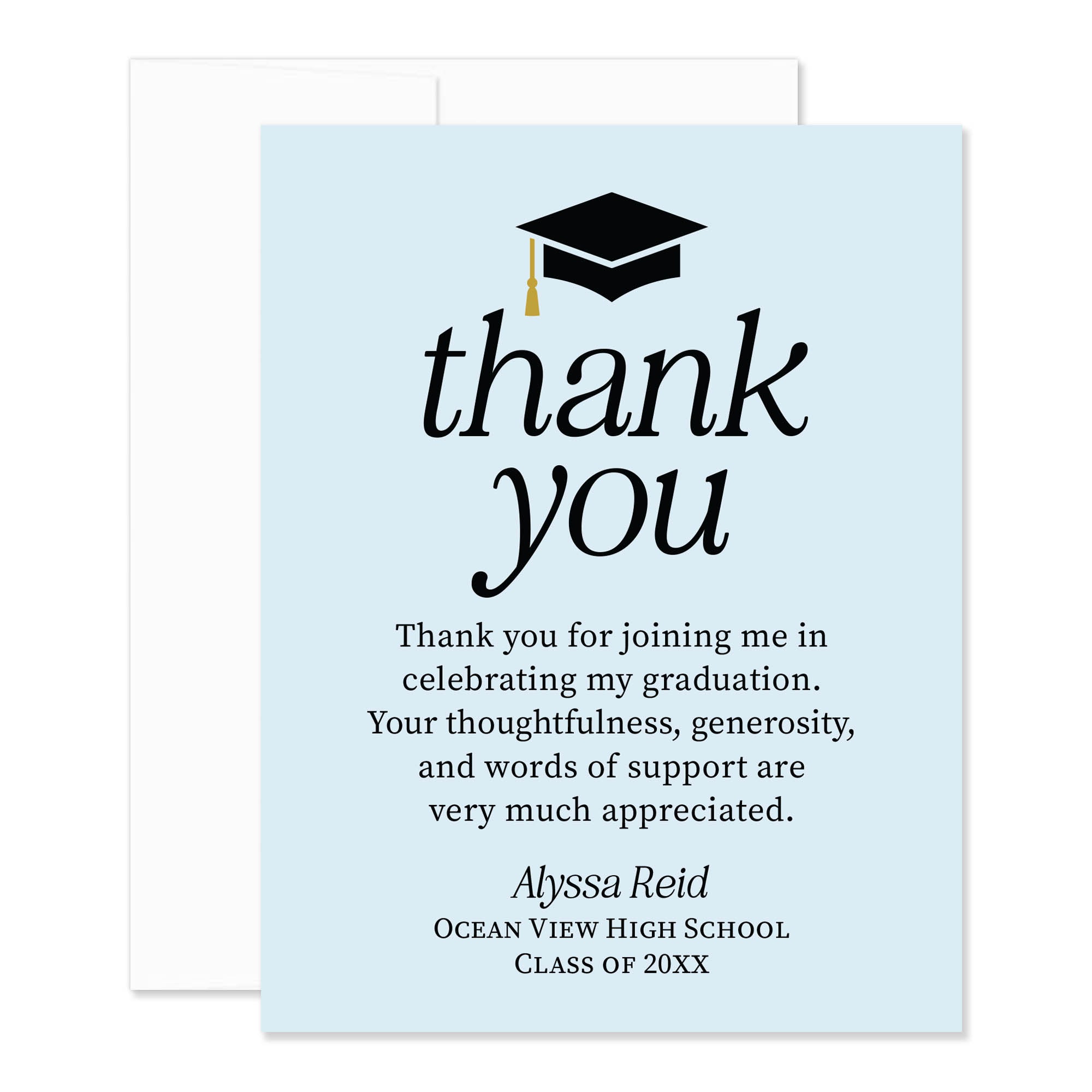 grad card thank you template Amazon.com : Hello Love Goods Graduation Thank You Cards Personalized with Name and School, 5.5x4.25 Black and White Flat Thank You Note Cards with Envelopes : Office Products