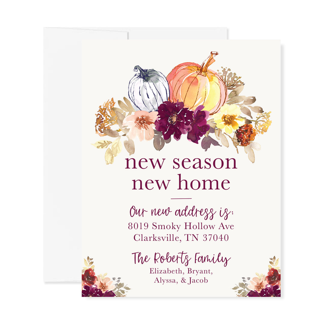 Autumn Floral and Pumpkins Moving Announcement