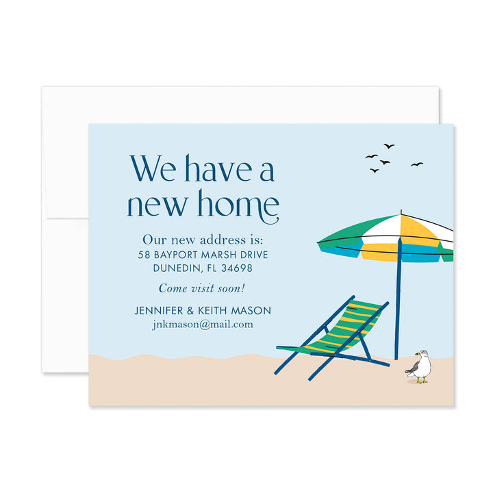 Beach Life Moving Announcement Flat Aards