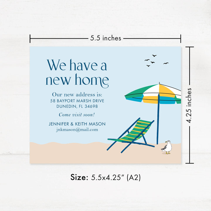 Beach Life Moving Announcement Flat Aards