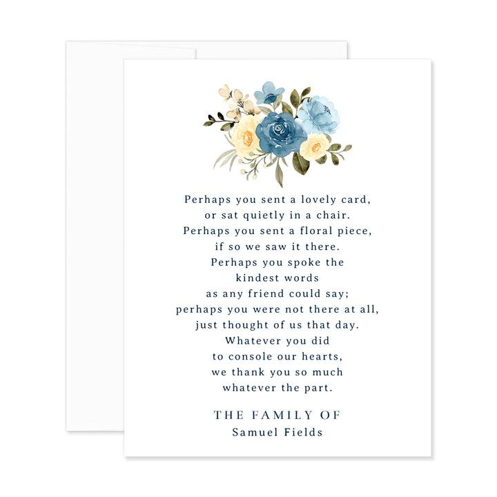 Blue Floral Poem Funeral Cards