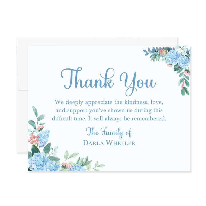 Blue Hydrangea Sympathy Thank You Cards