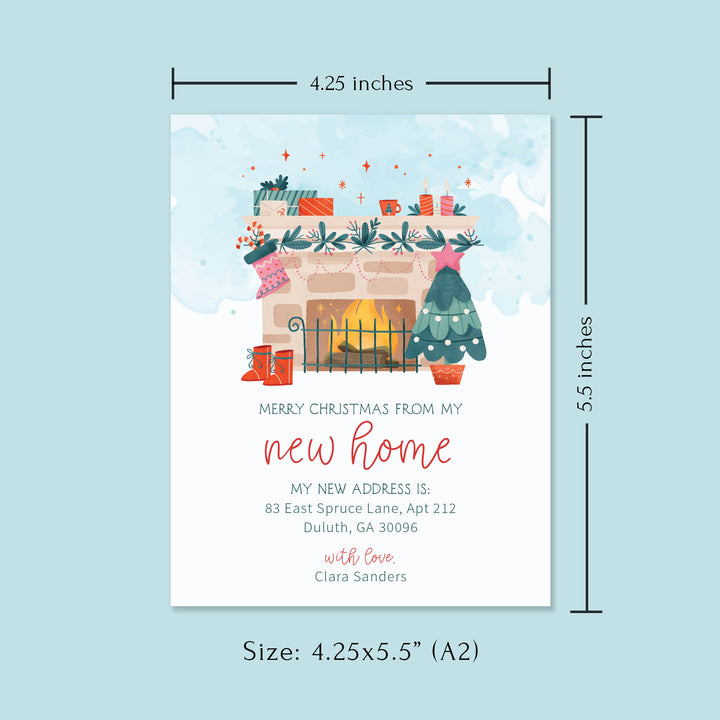 Cozy Christmas Fireplace Moving Announcement