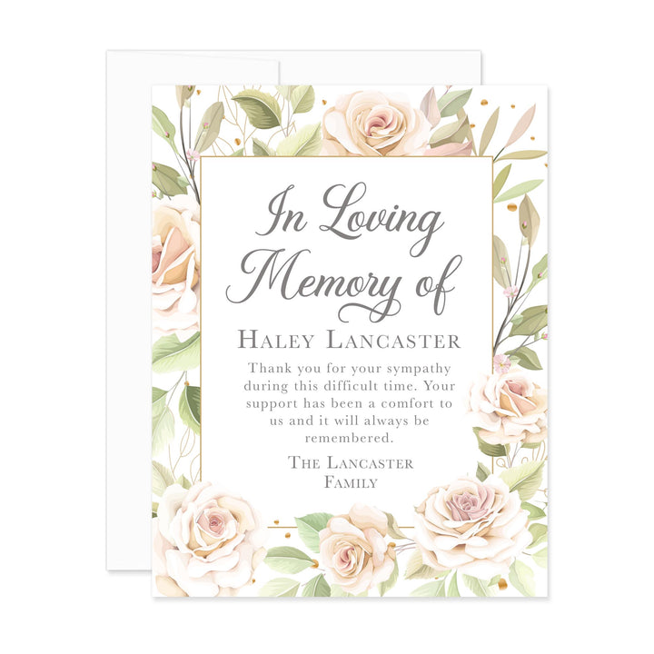 Cream Floral Funeral Thank You Cards