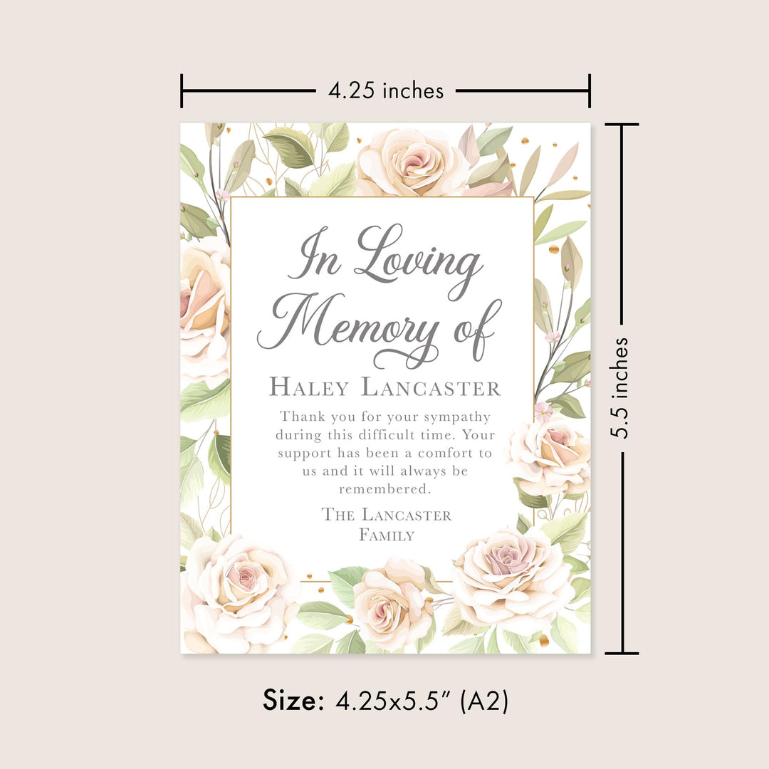 Cream Floral Funeral Thank You Cards