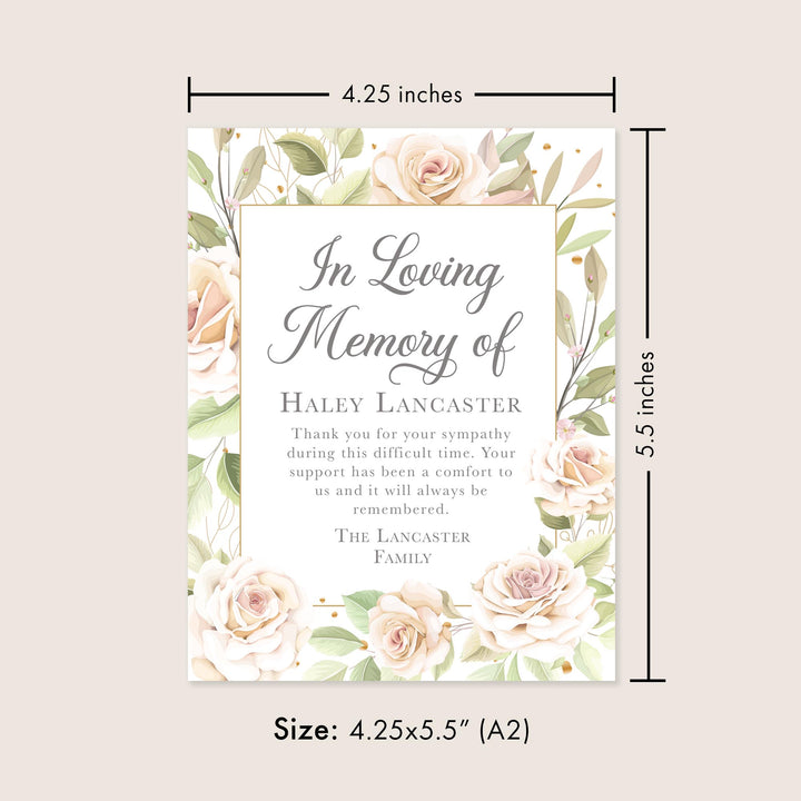 Cream Floral Funeral Thank You Cards