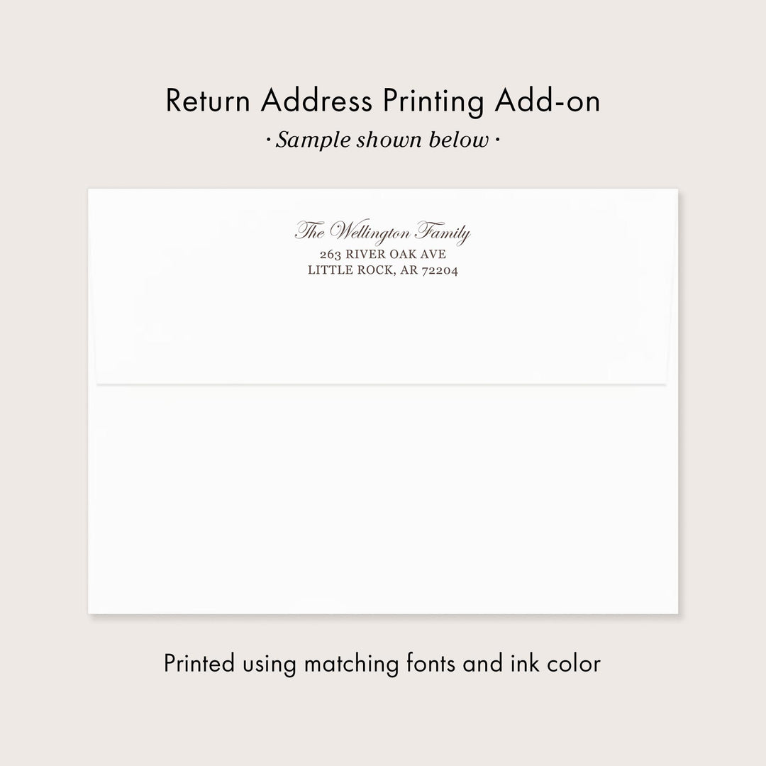 White envelope with Return address printing add-on