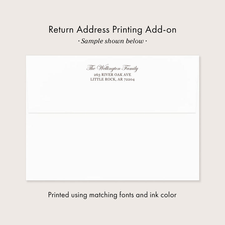 White envelope with Return address printing add-on