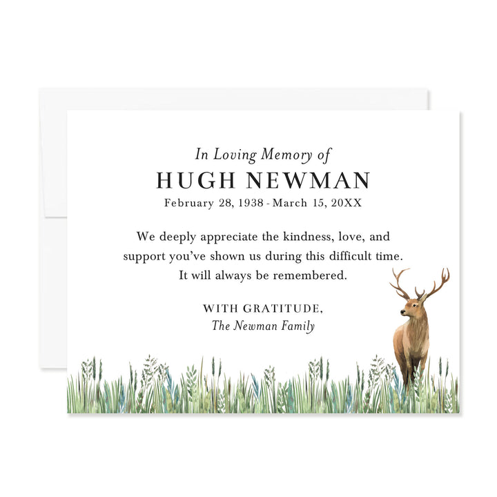 Deer In Loving Memory Funeral Thank You Cards