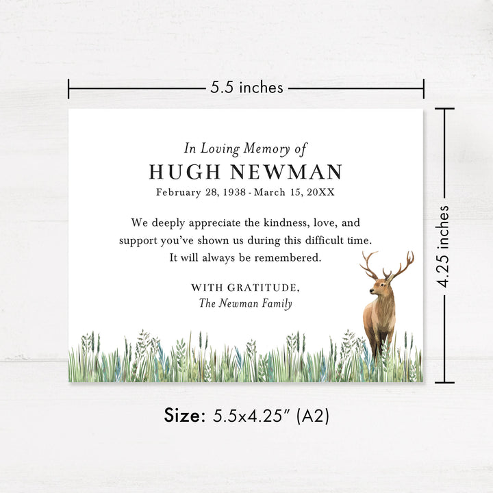 Deer In Loving Memory Funeral Thank You Cards