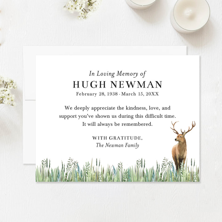 Deer In Loving Memory Funeral Thank You Cards