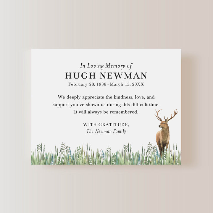 Deer In Loving Memory Funeral Thank You Cards