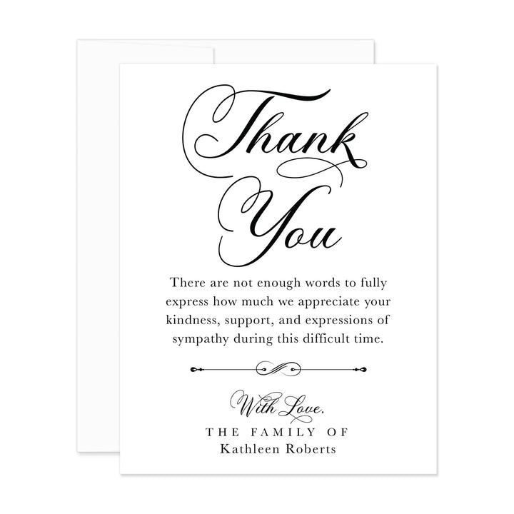 Elegant Black And White Sympathy Thank You Cards