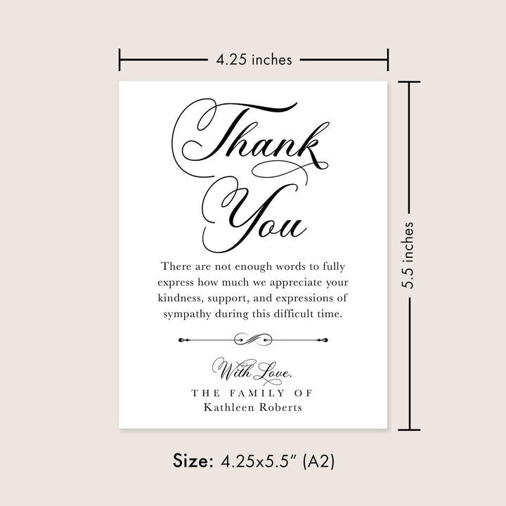 Elegant Black And White Sympathy Thank You Cards