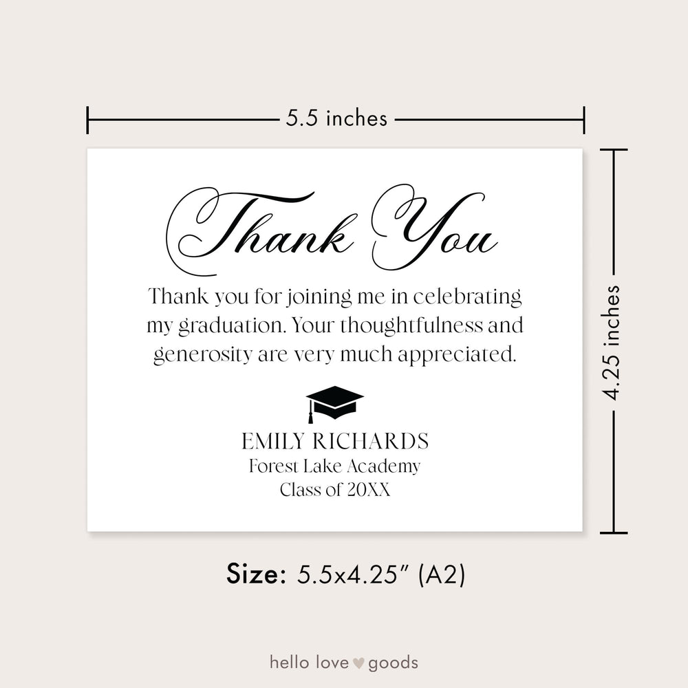 grad card thank you Formal Black and White Graduation Thank You Cards – HelloLoveGoods