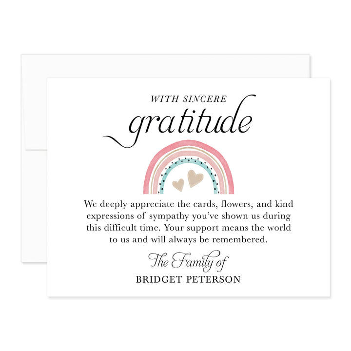 Gratitude Rainbow Funeral Thank You Cards