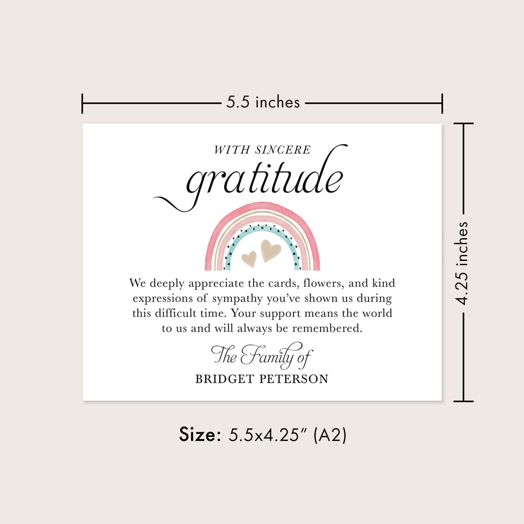 Gratitude Rainbow Funeral Thank You Cards