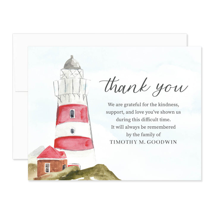 Lighthouse Funeral Thank You Cards