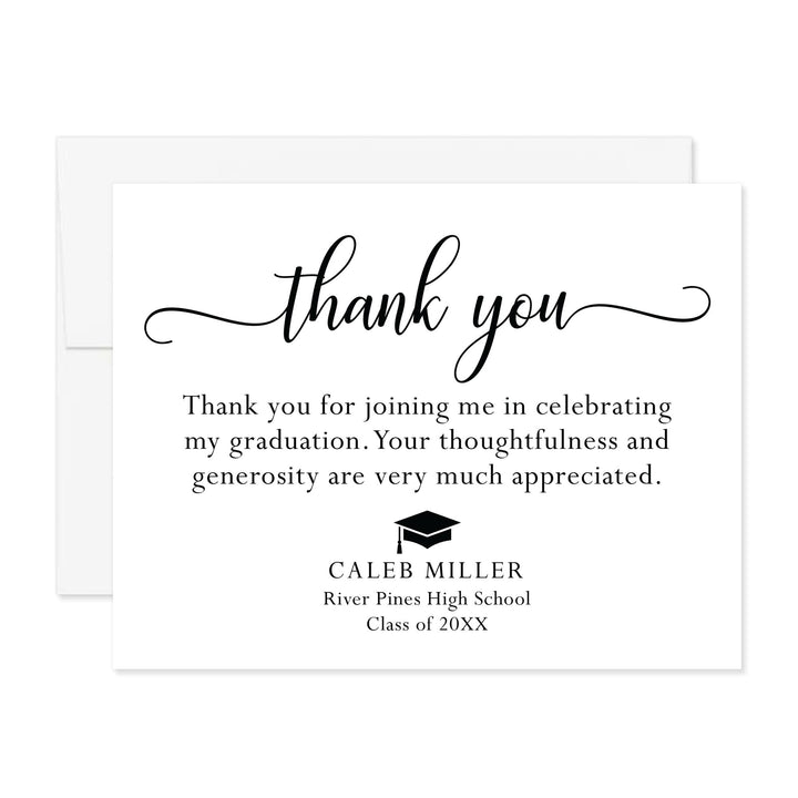Modern Black and White Graduation Thank You Cards