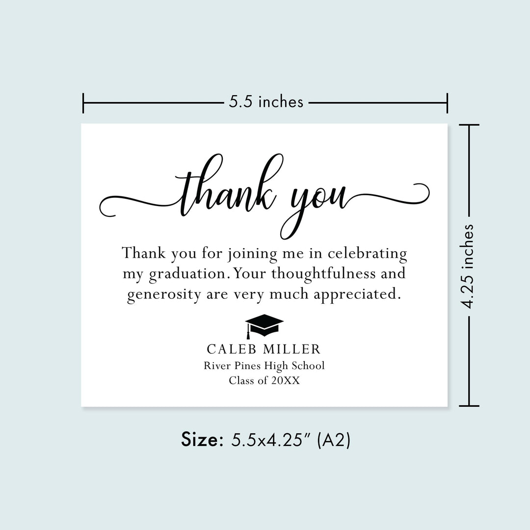 Modern Black and White Graduation Thank You Cards