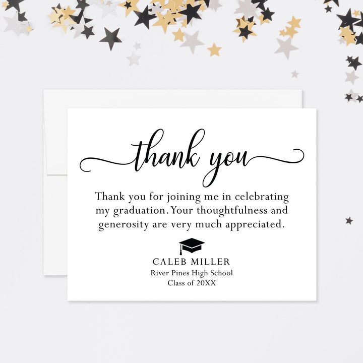 Modern Black and White Graduation Thank You Cards