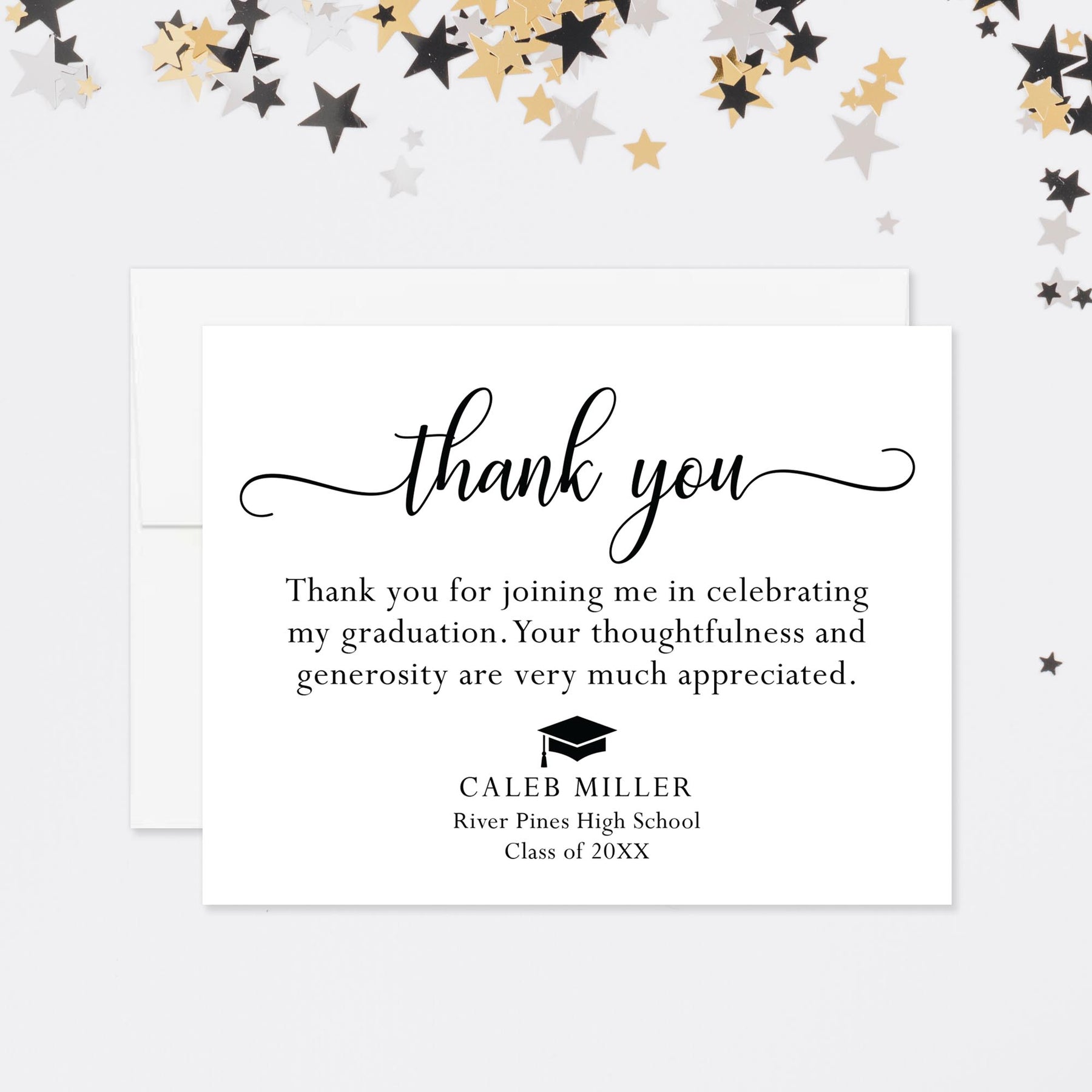 Modern Black and White Graduation Thank You Cards HelloLoveGoods Modern Black and White Graduation Thank You Cards HelloLoveGoods