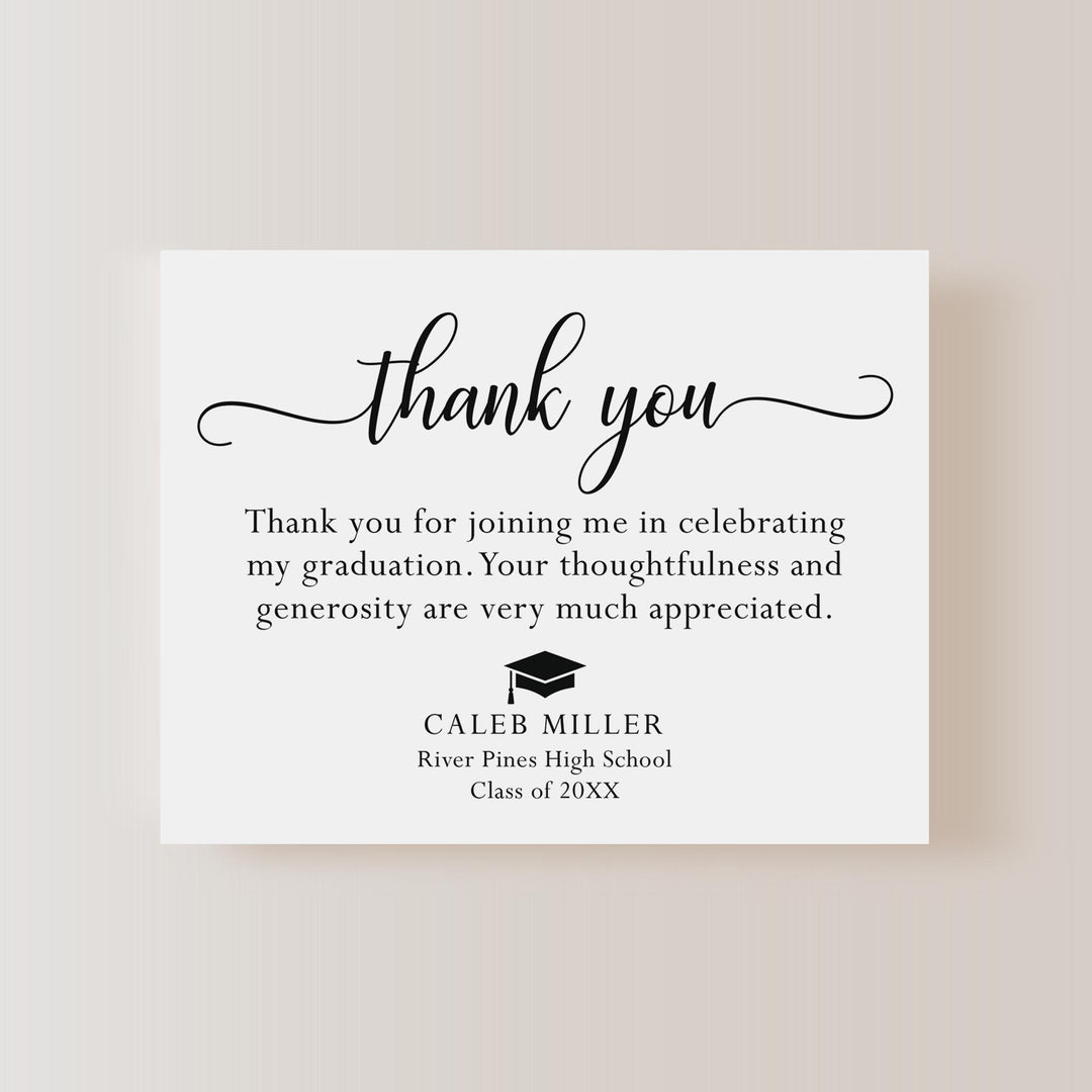 Modern Black and White Graduation Thank You Cards Modern Black and White Graduation Thank You Cards
