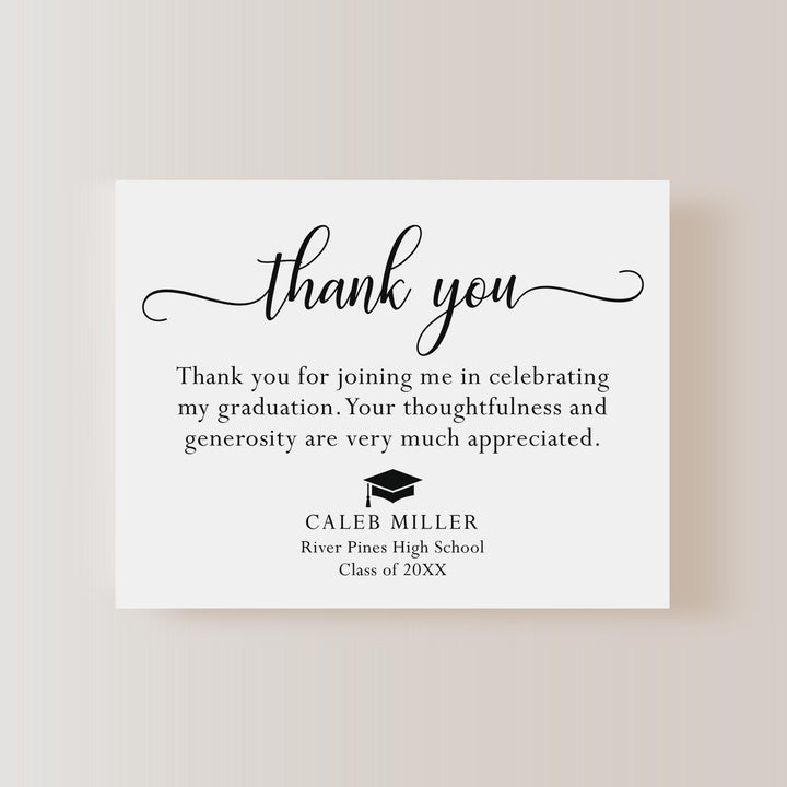 Modern Black and White Graduation Thank You Cards