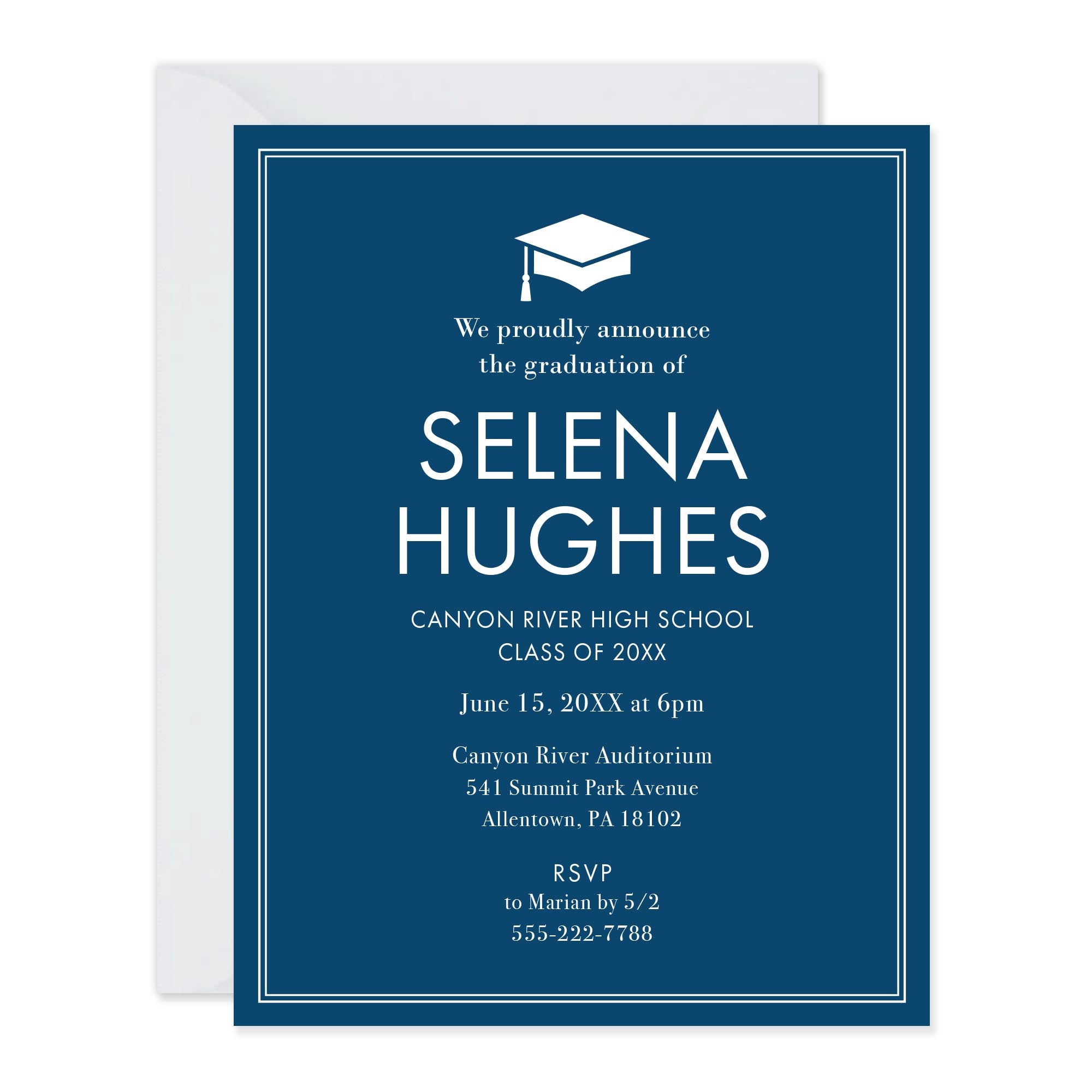 Modern Blue Graduation Announcement Invitation – HelloLoveGoods