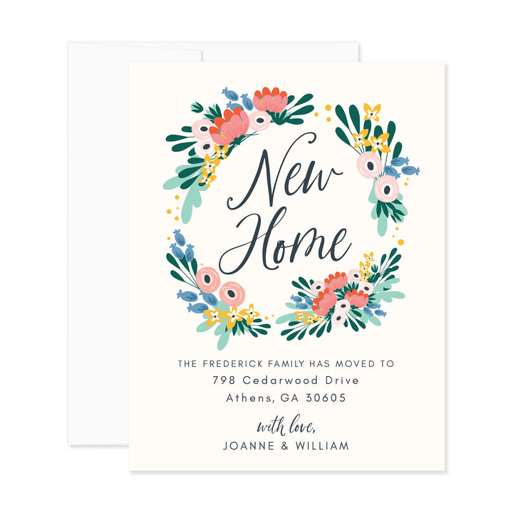 Modern Floral  Moving Announcement Flat Cards