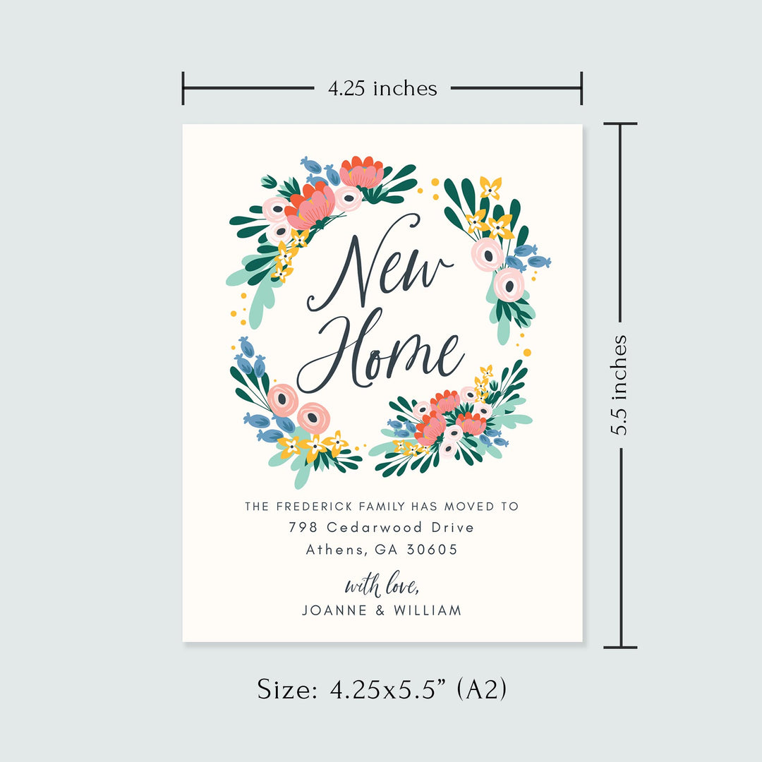 Modern Floral  Moving Announcement Flat Cards