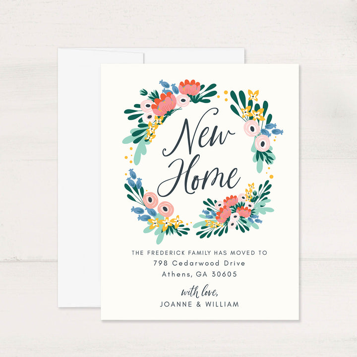 Modern Floral  Moving Announcement Flat Cards