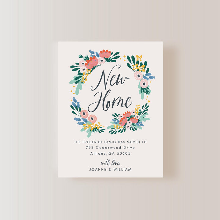 Modern Floral  Moving Announcement Flat Cards