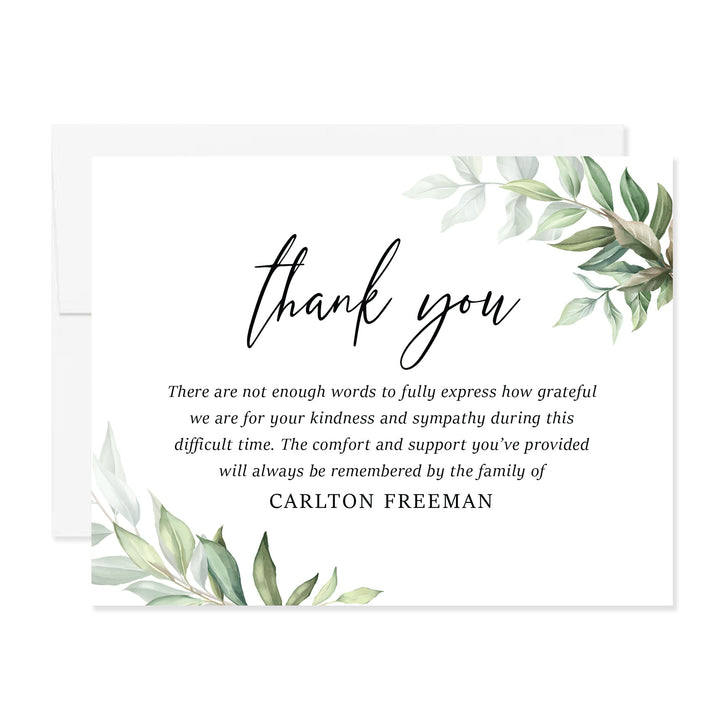 Modern Greenery Sympathy Thank You Cards