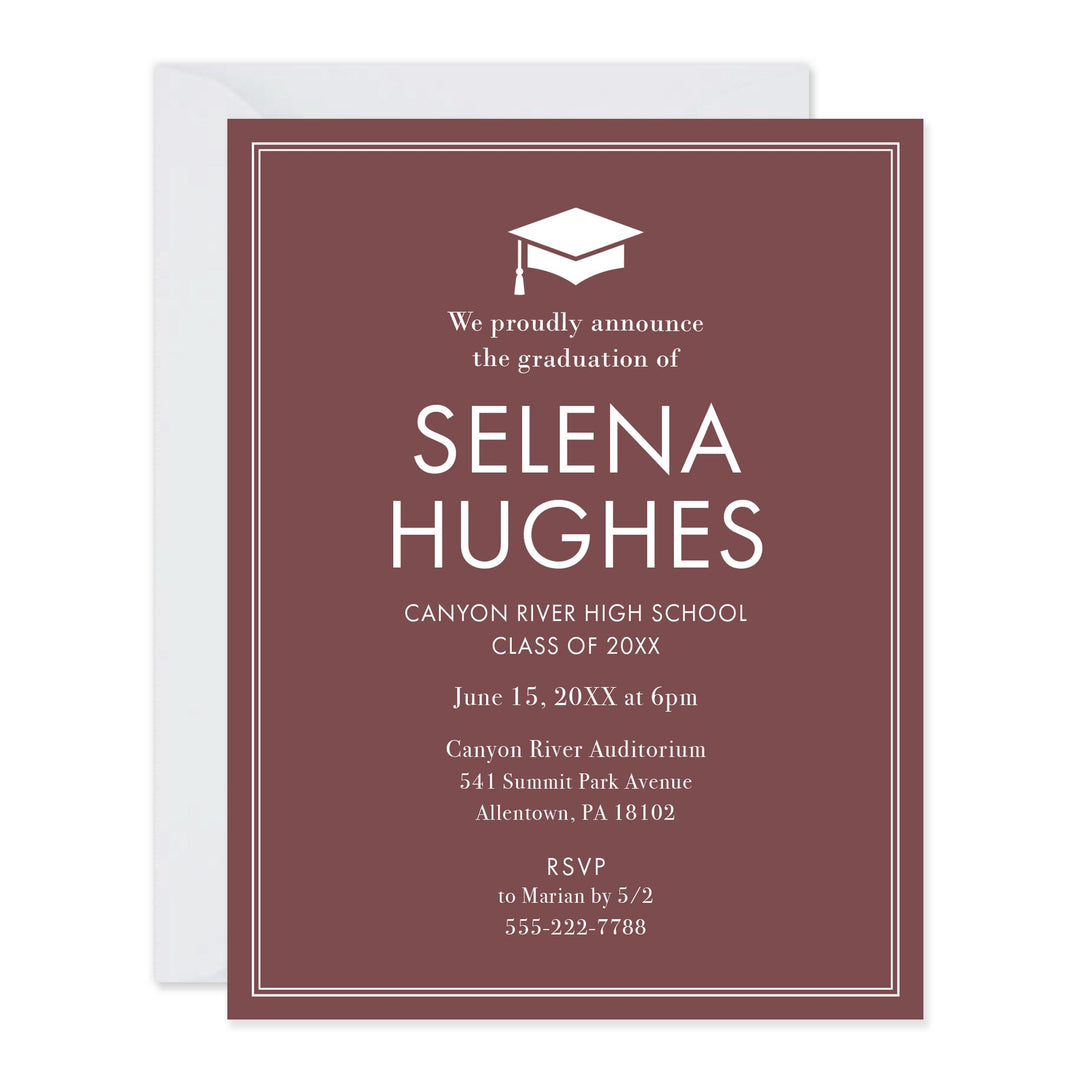 Modern Muted Burgundy Graduation Announcement Invitation HelloLoveGoods Modern Muted Burgundy Graduation Announcement Invitation HelloLoveGoods