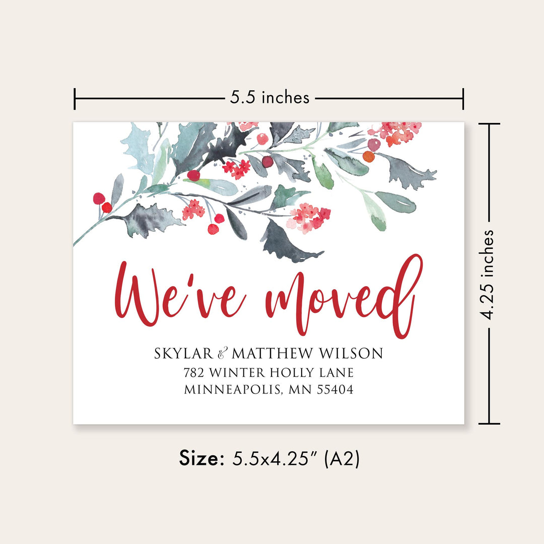 Mistletoe Holly Moving Announcement Cards