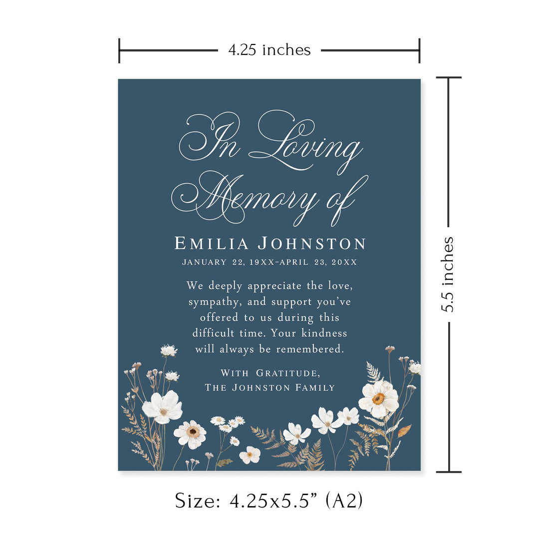 Navy Blue Daisy In Loving Memory Cards