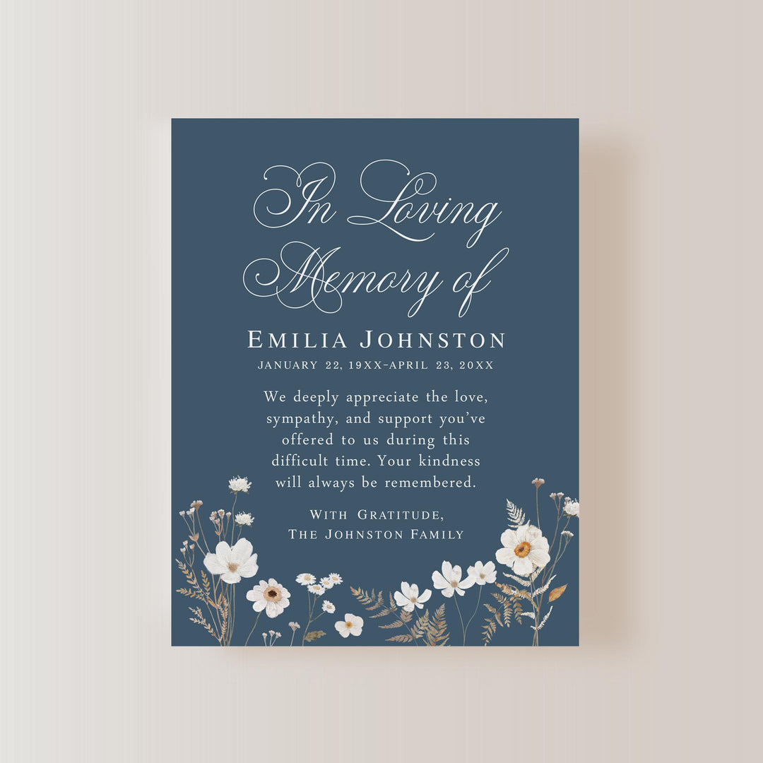 Navy Blue Daisy In Loving Memory Cards