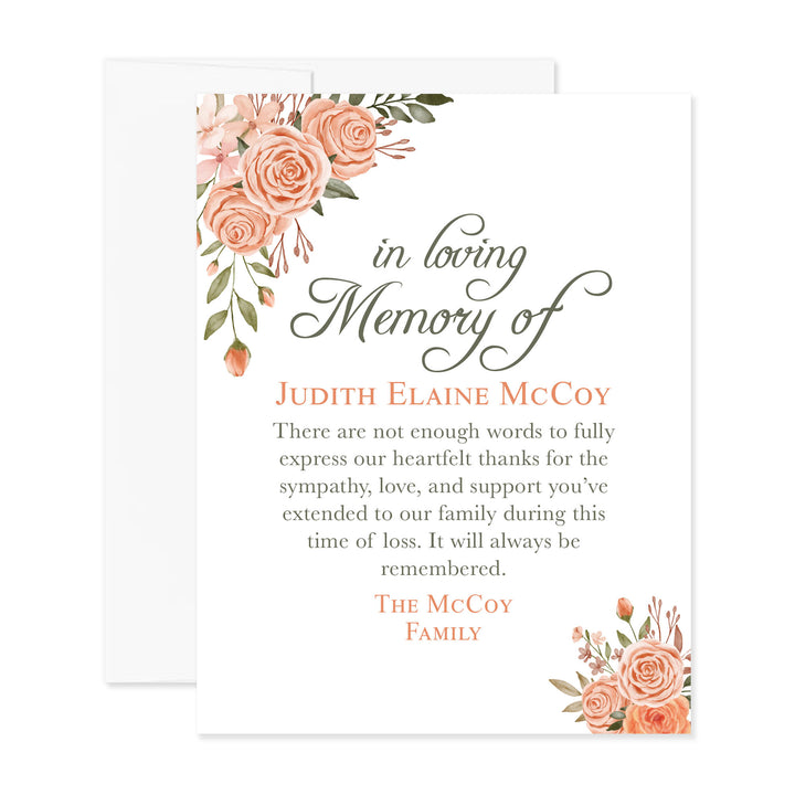 Peach Floral In Loving Memory Cards