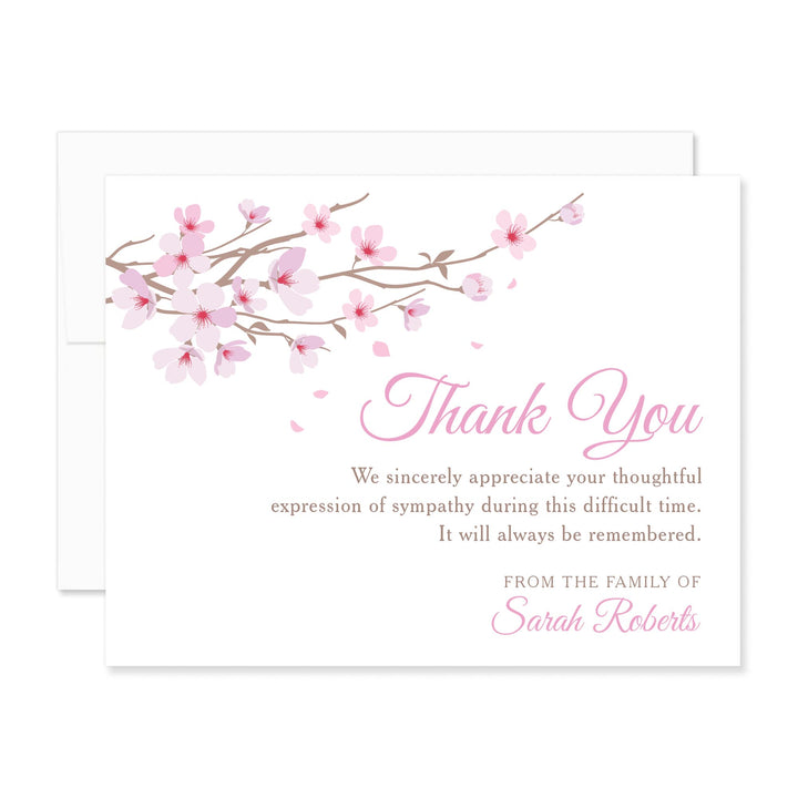 Pink Cherry Blossom Sympathy Thank You Notecards