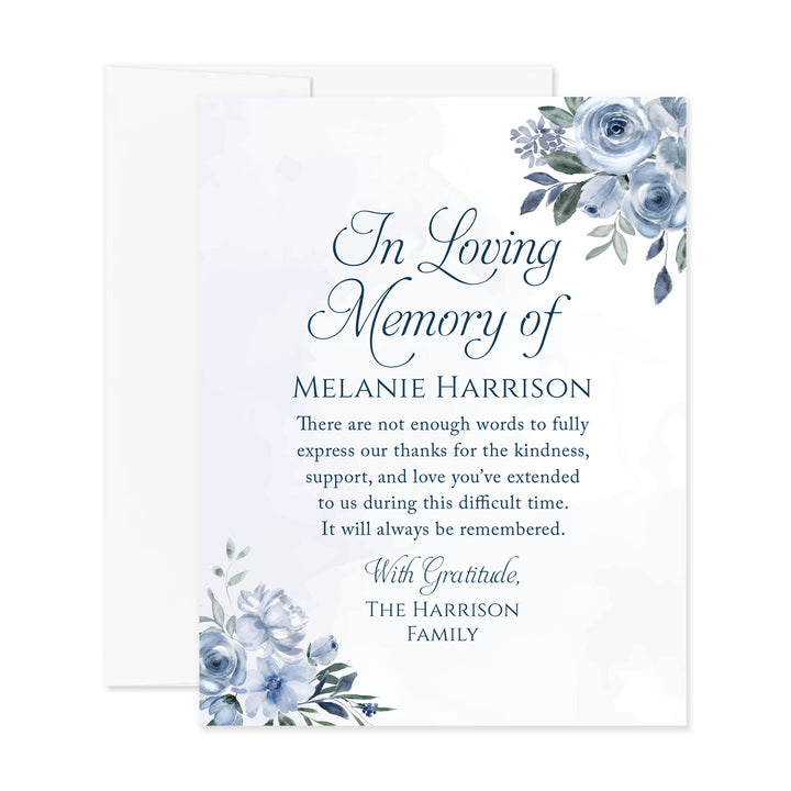 Soft Blue In Loving Memory Funeral Thank You Cards