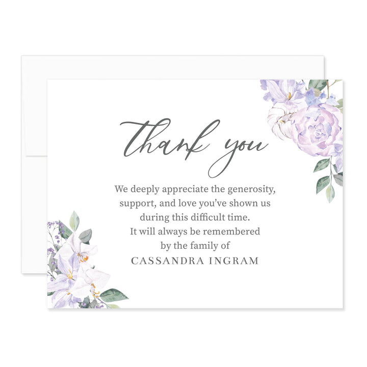 Soft Purple Floral Funeral Cards