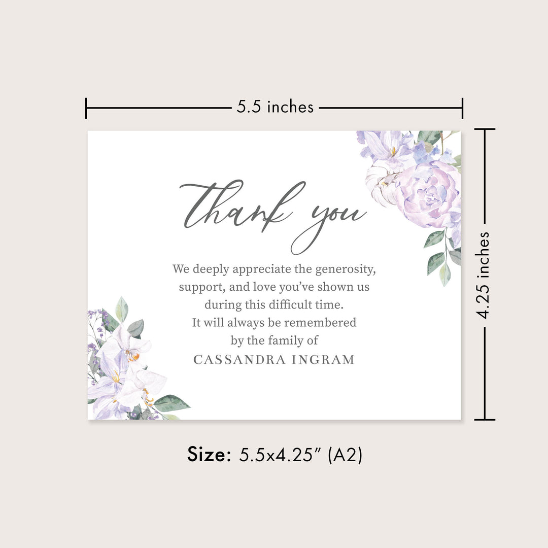 Soft Purple Floral Funeral Cards