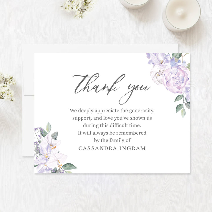 Soft Purple Floral Funeral Cards