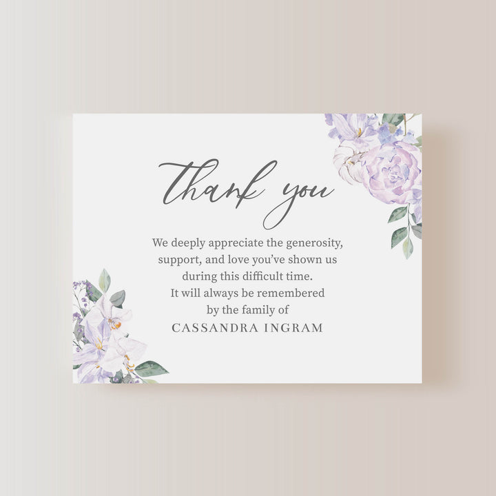 Soft Purple Floral Funeral Cards