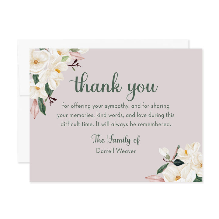 White Magnolia Sympathy Thank You Cards