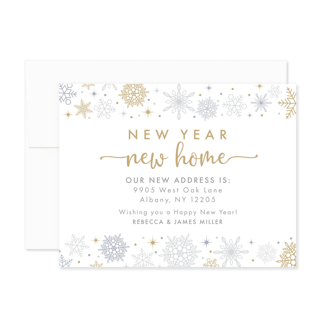 Winter Snowflakes New Year, New Home Moving Announcement