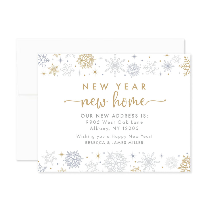 Winter Snowflakes New Year, New Home Moving Announcement