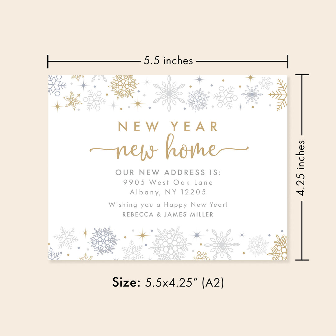 Winter Snowflakes New Year, New Home Moving Announcement