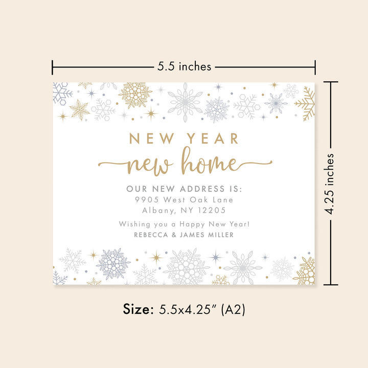 Winter Snowflakes New Year, New Home Moving Announcement